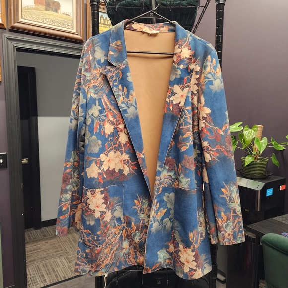 ANTHROPOLOGIE SOLITAIRE Open Front Faux Jacket w/ Pockets L - Picture 1 of 6